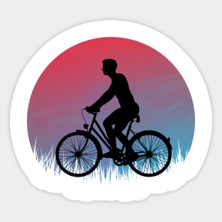 Cycle background sunset vintage retro style Sticker